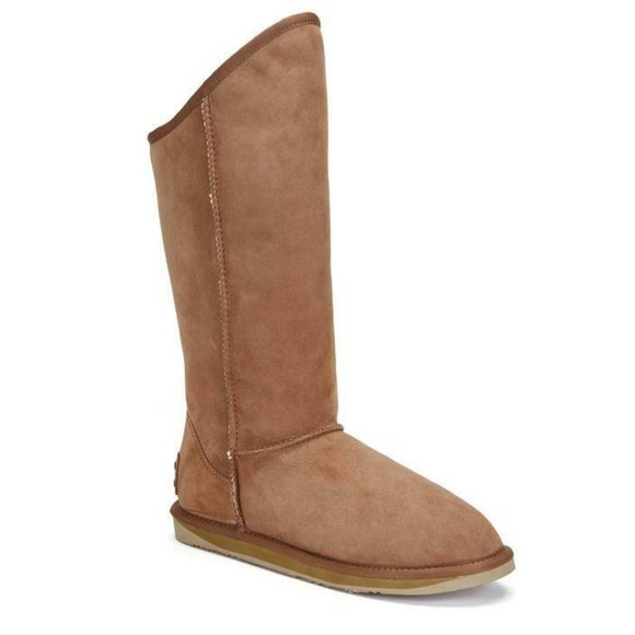 AUSTRALIA LUXE COLLECTIVE 5 6 CHESTNUT SUEDE "COSY TALL" SHEEPSKIN BOOTS - Picture 2 of 9